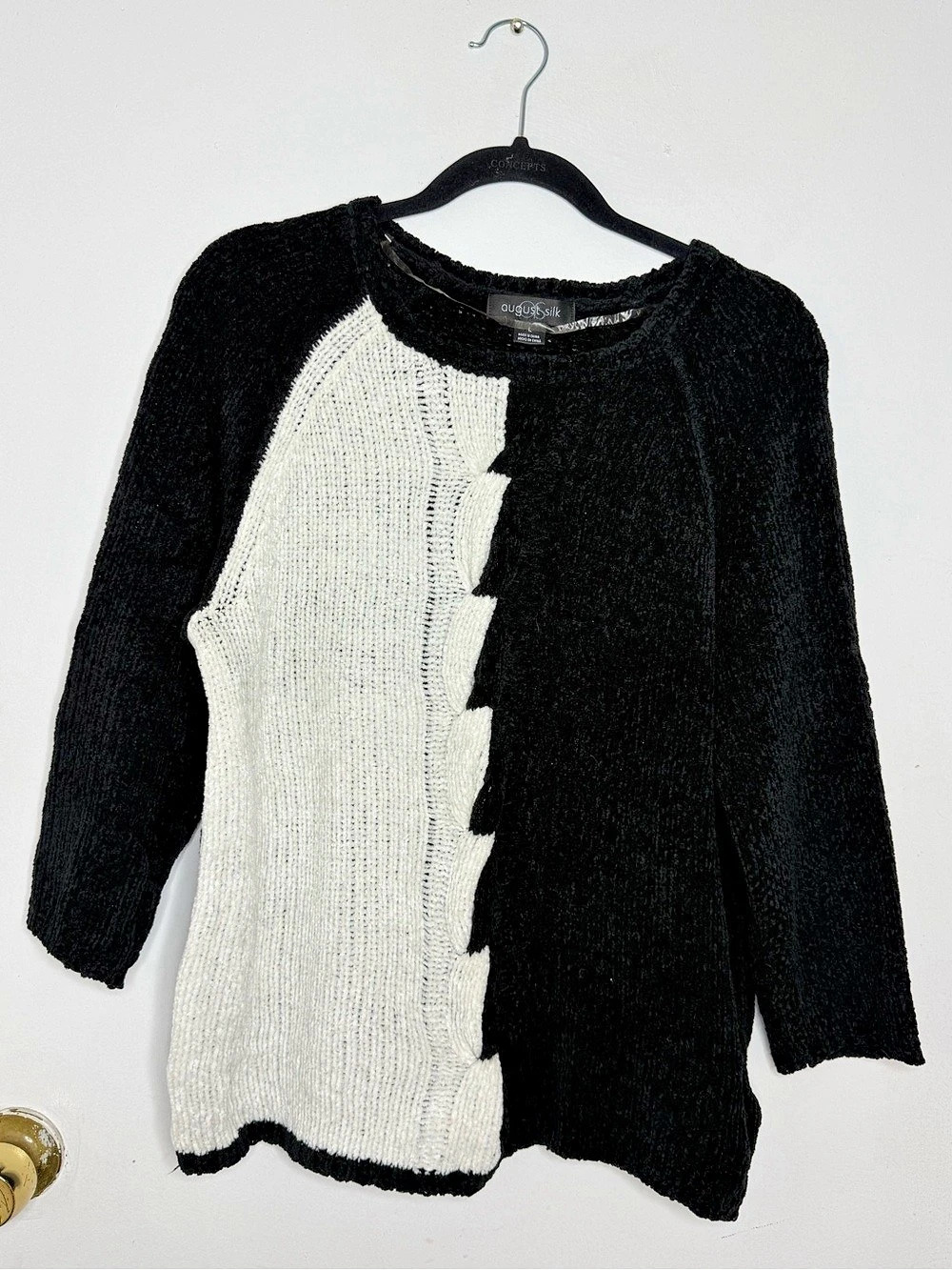 August Silk Color Block Sweater Size Large